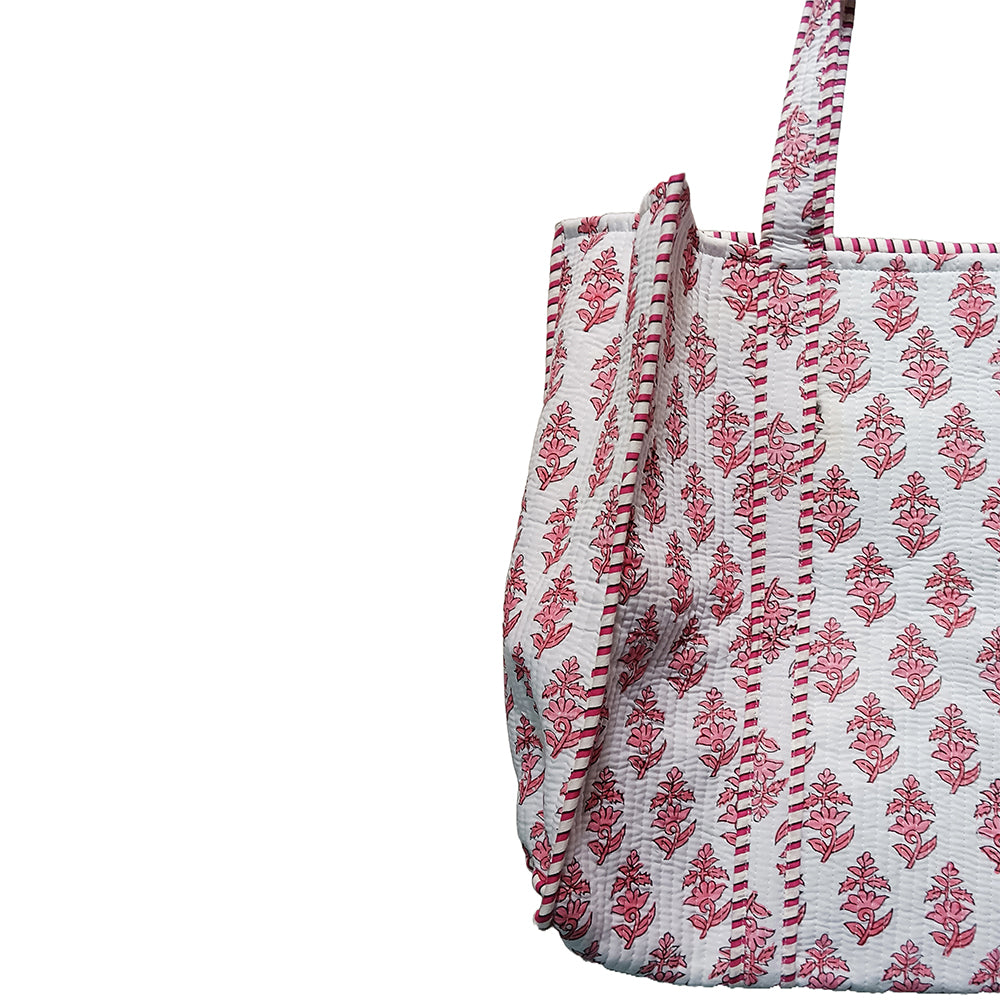 Multicolor Block Printed Cotton Quilted Tote Bags