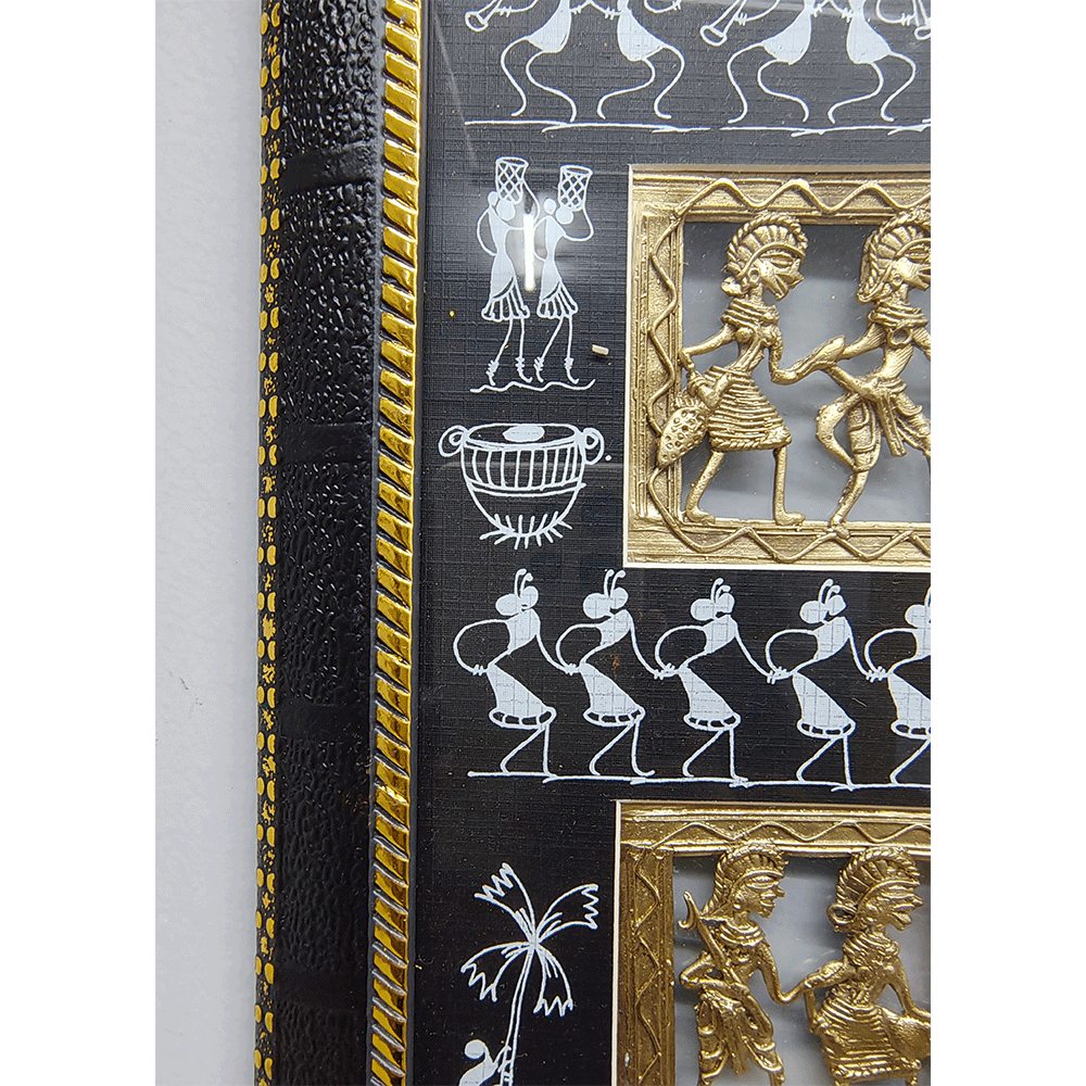 Odisha Brass & Bell Metal Dhokra Tribal Couple frame