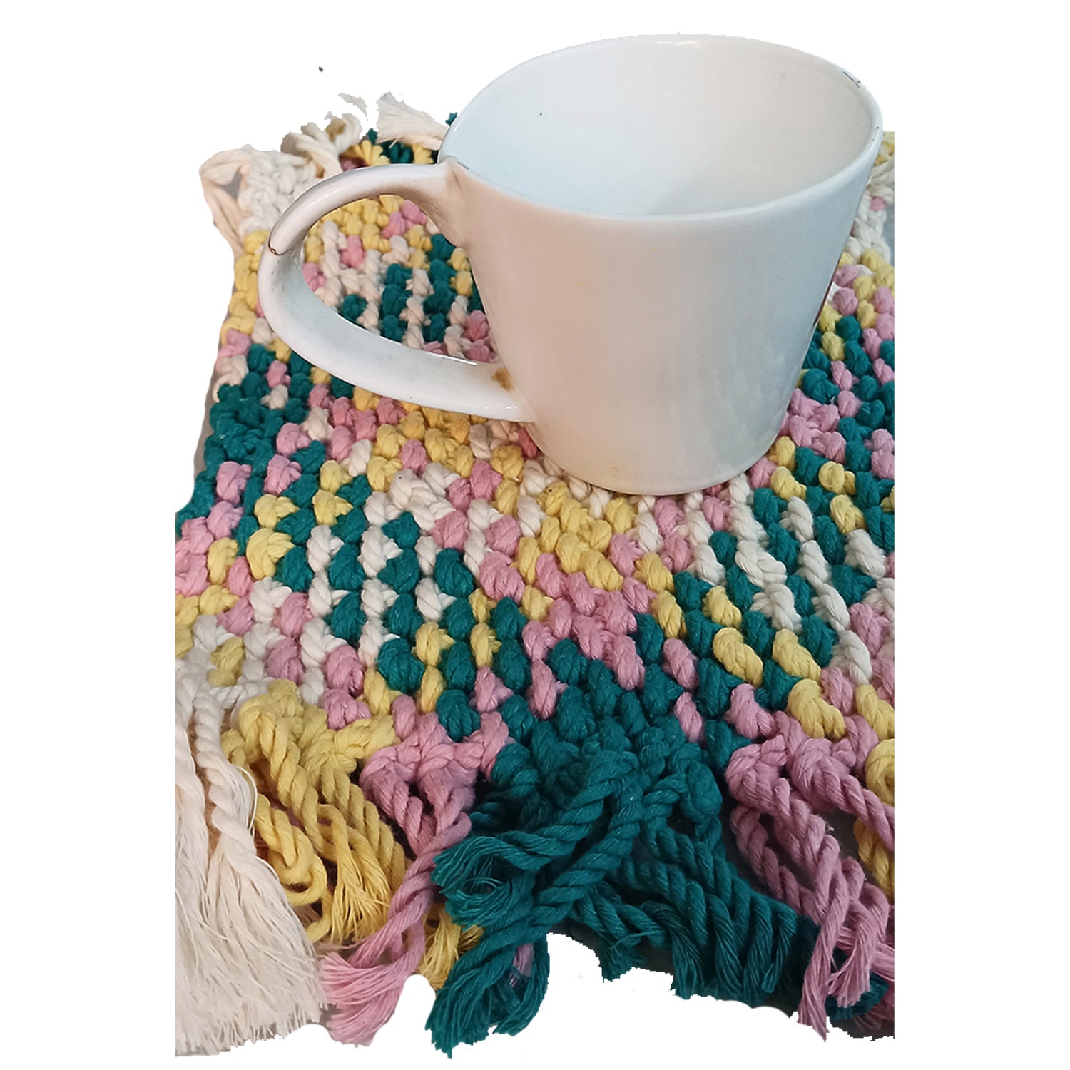 Handmade Macrame Coasters Square and Heart Shape Pack of 3