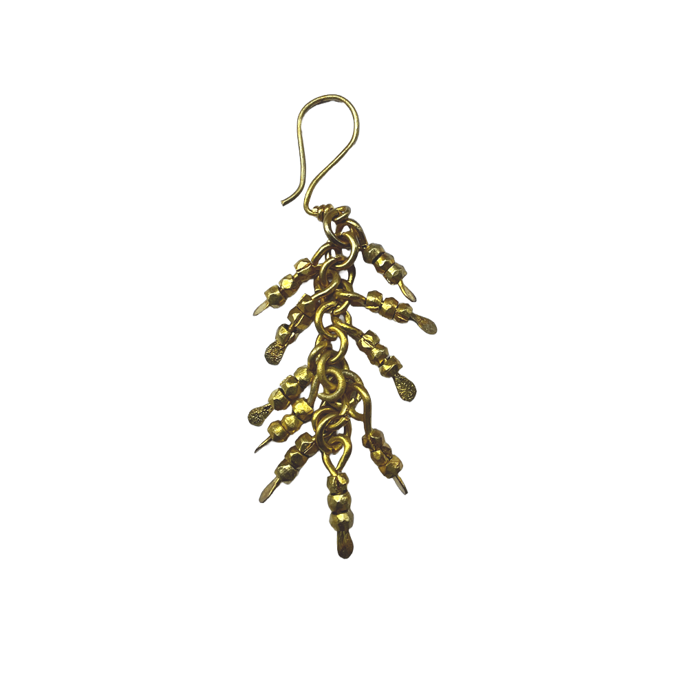 Brass beaded Crafted Tribal earings handmade in Karamul, Orissa