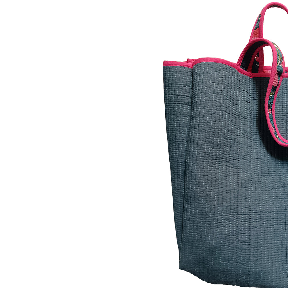 Multicolor Block Printed Cotton Quilted Tote Bags