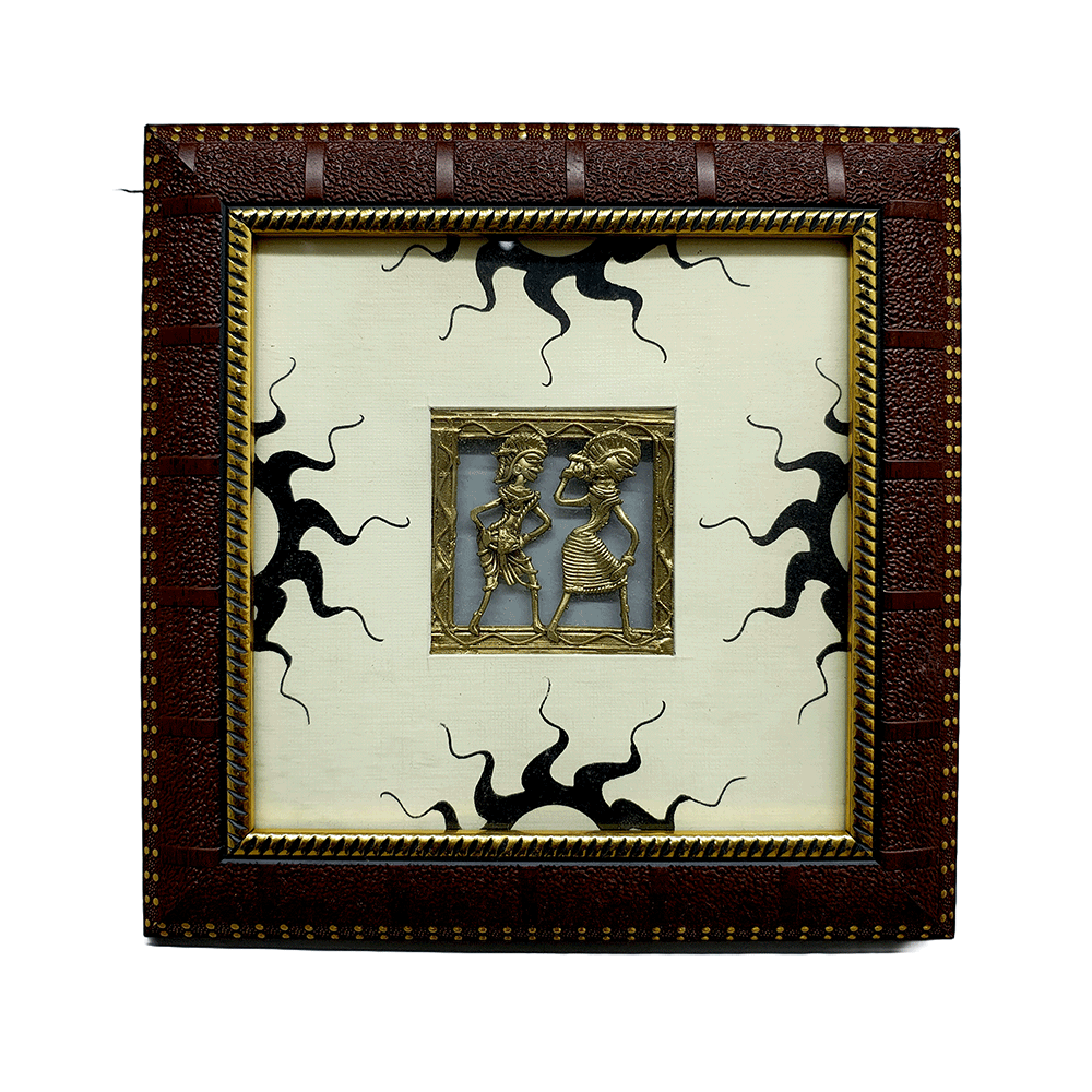 Odisha Brass & Bell Metal Dhokra Tribal Couple frame