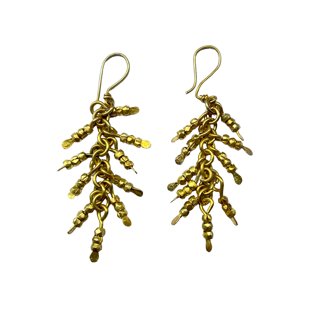 Brass beaded Crafted Tribal earings handmade in Karamul, Orissa