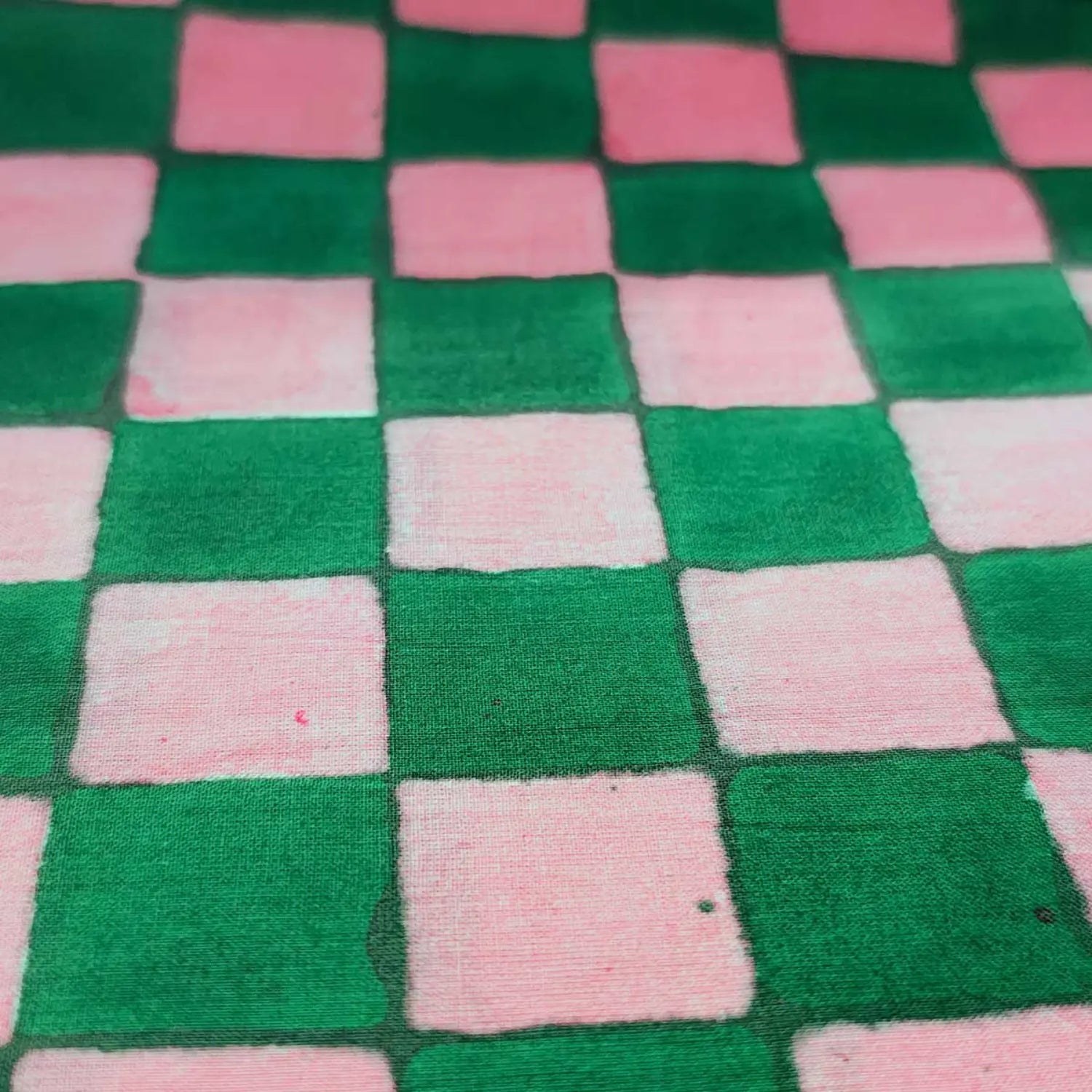 Sanganeri Hand Block Print Cotton Fabric – Green And Pink Floral Print