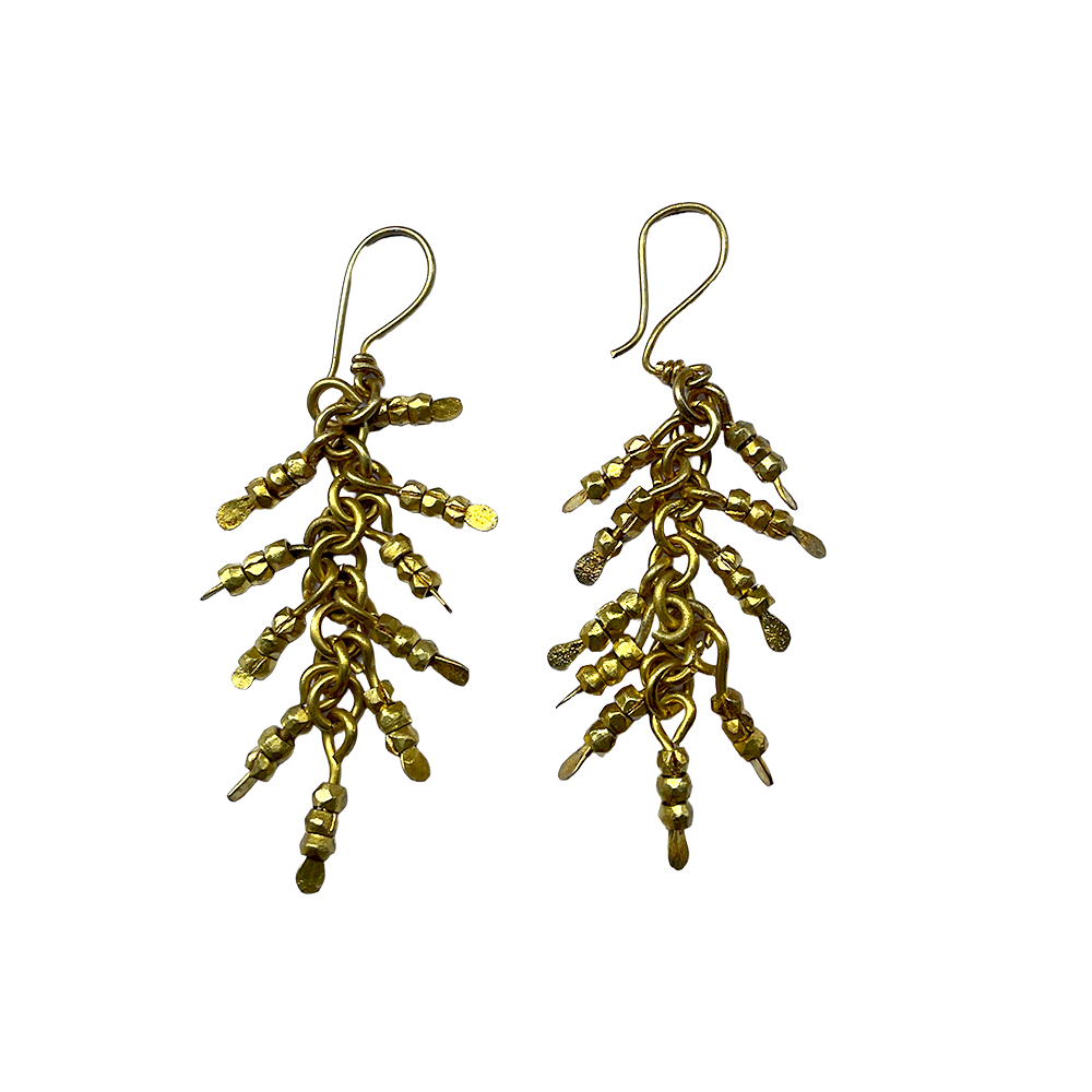 Brass beaded Crafted Tribal earings handmade in Karamul, Orissa