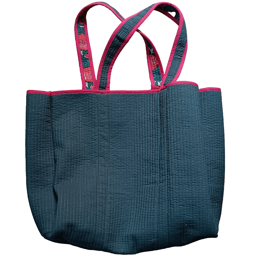 Multicolor Block Printed Cotton Quilted Tote Bags
