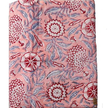 Sanganeri Hand Block Print Cotton Fabric – Baby Pink Floral Print