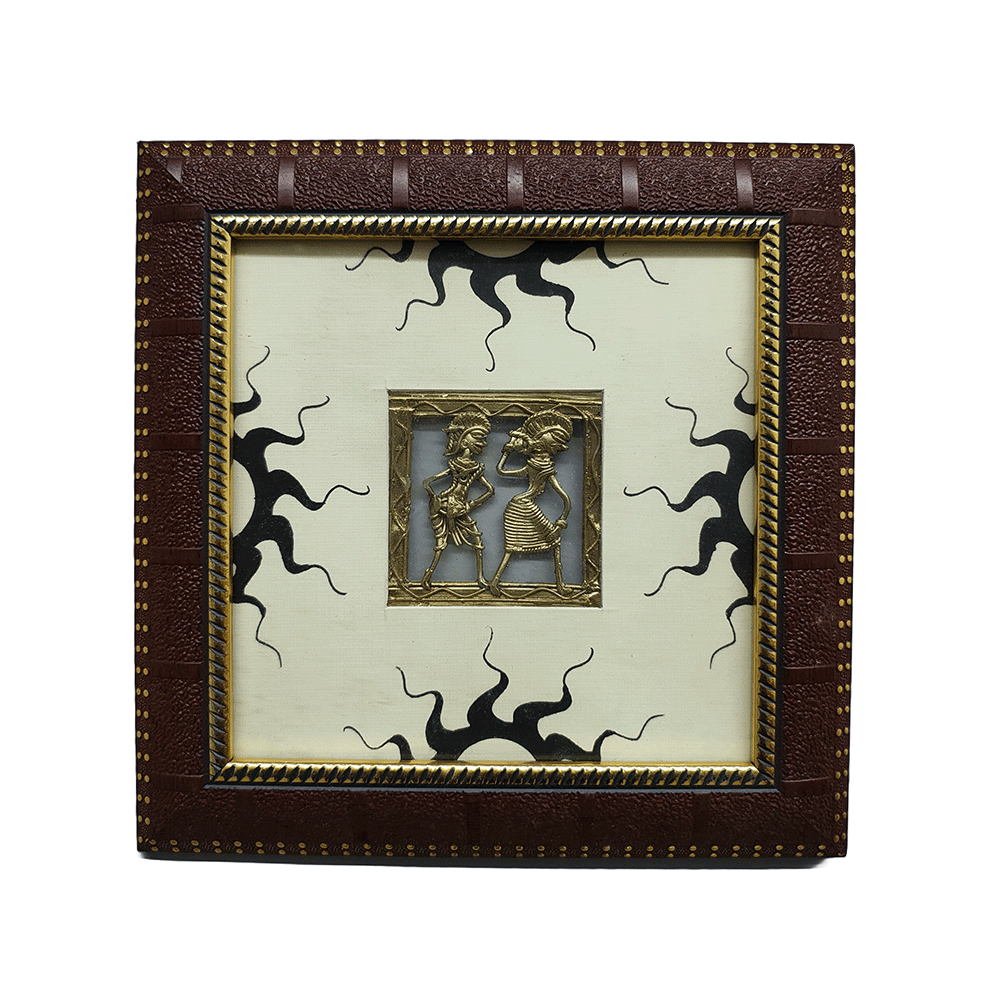 Odisha Brass & Bell Metal Dhokra Tribal Couple frame