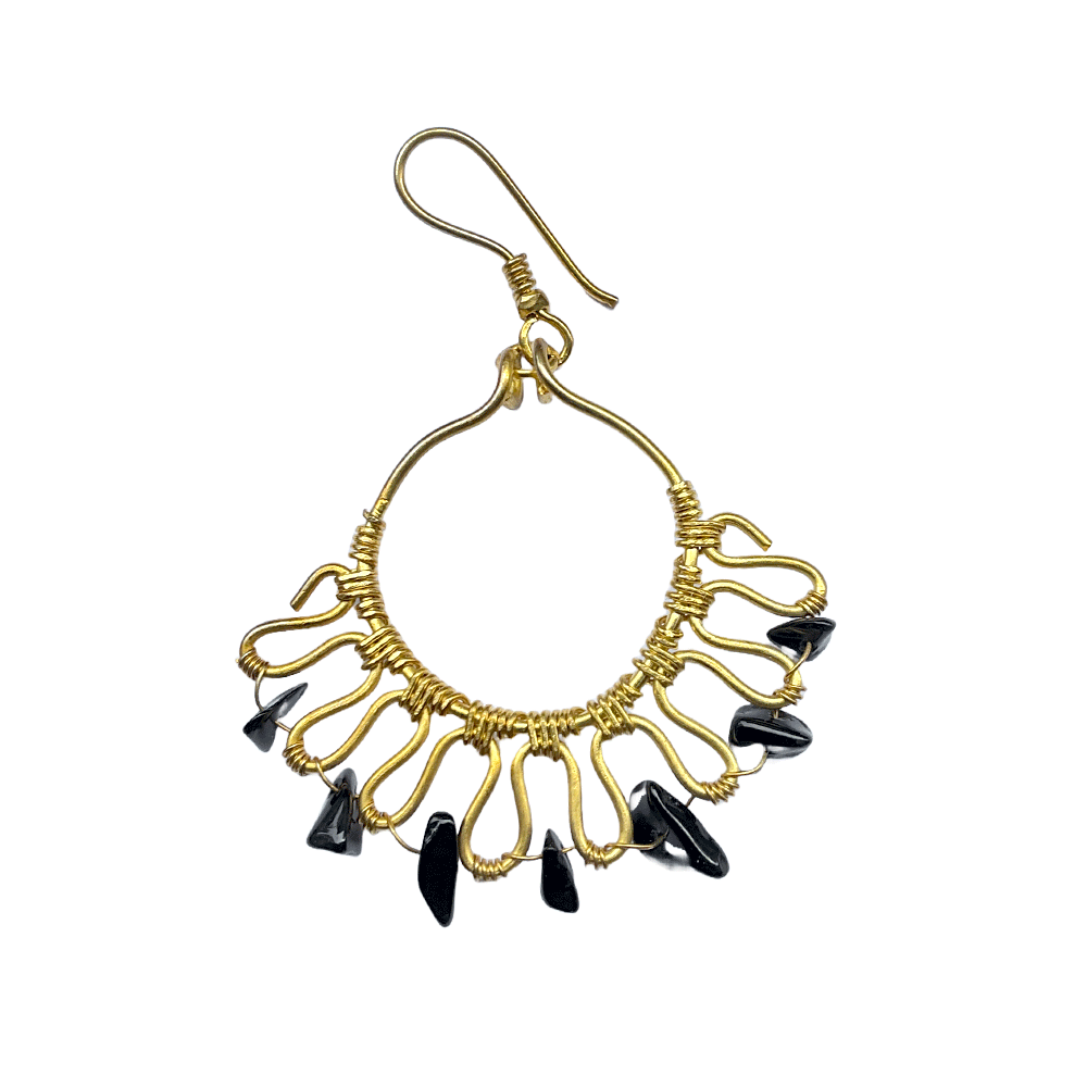 Brass beaded Crafted Tribal earings handmade in Karamul, Orissa