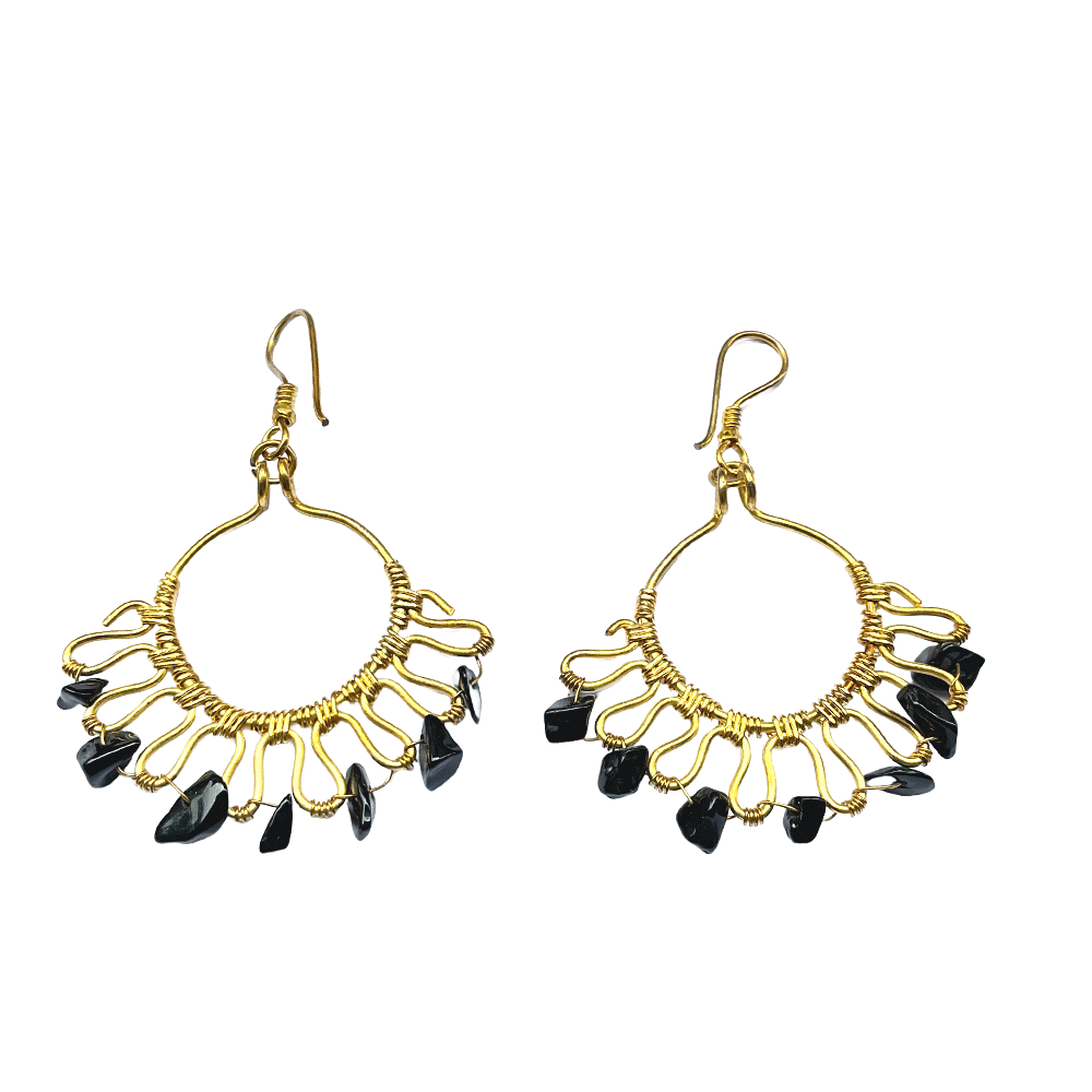 Brass beaded Crafted Tribal earings handmade in Karamul, Orissa