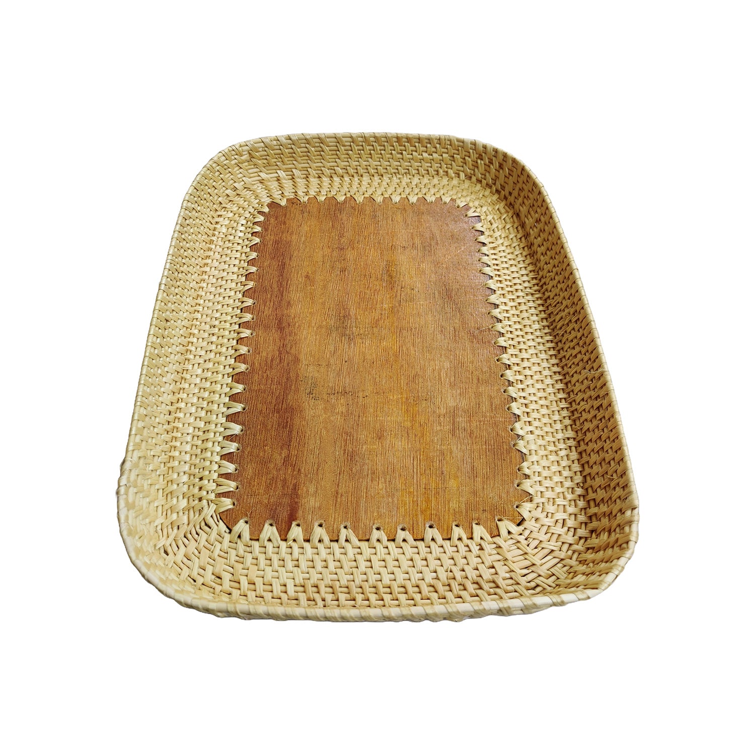Rattan Storage Basket, Hand Woven Tabletop Organization Anti Breakage Rattan Serving Tray for Balcony