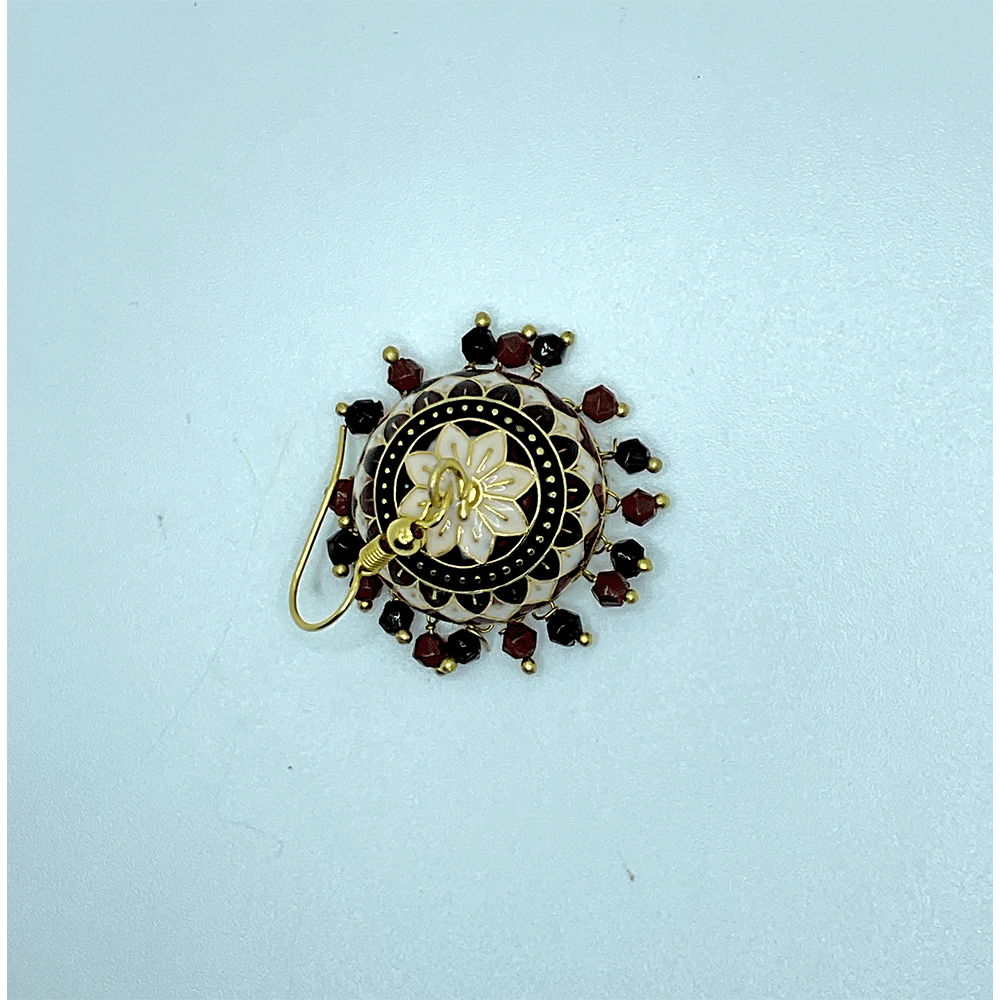 Meenakari Chandbali Jhumka Earrings - Kundan & Beads in Floral Design For Women & Girls Stylish Latest