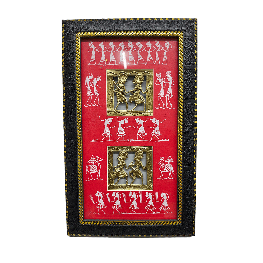 Odisha Brass & Bell Metal Dhokra Tribal Couple frame