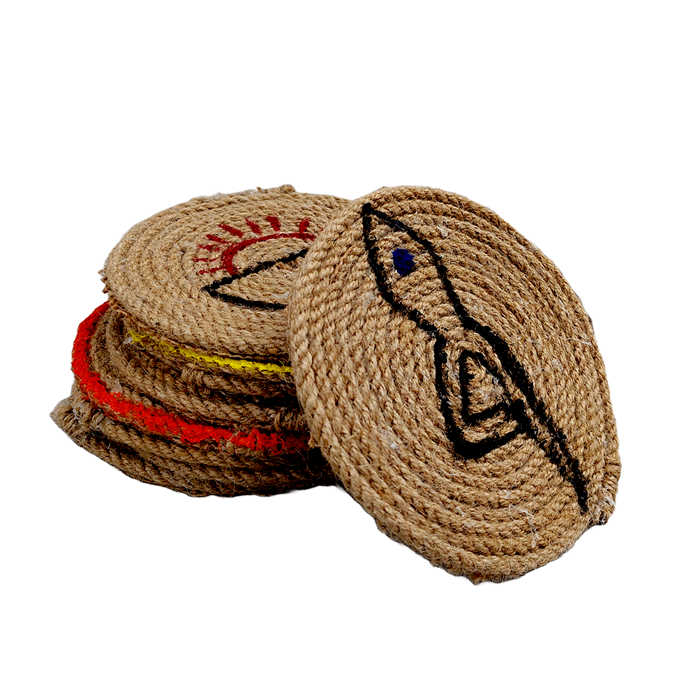 Jute Macrame Coasters set of 5 , coffee mug holder