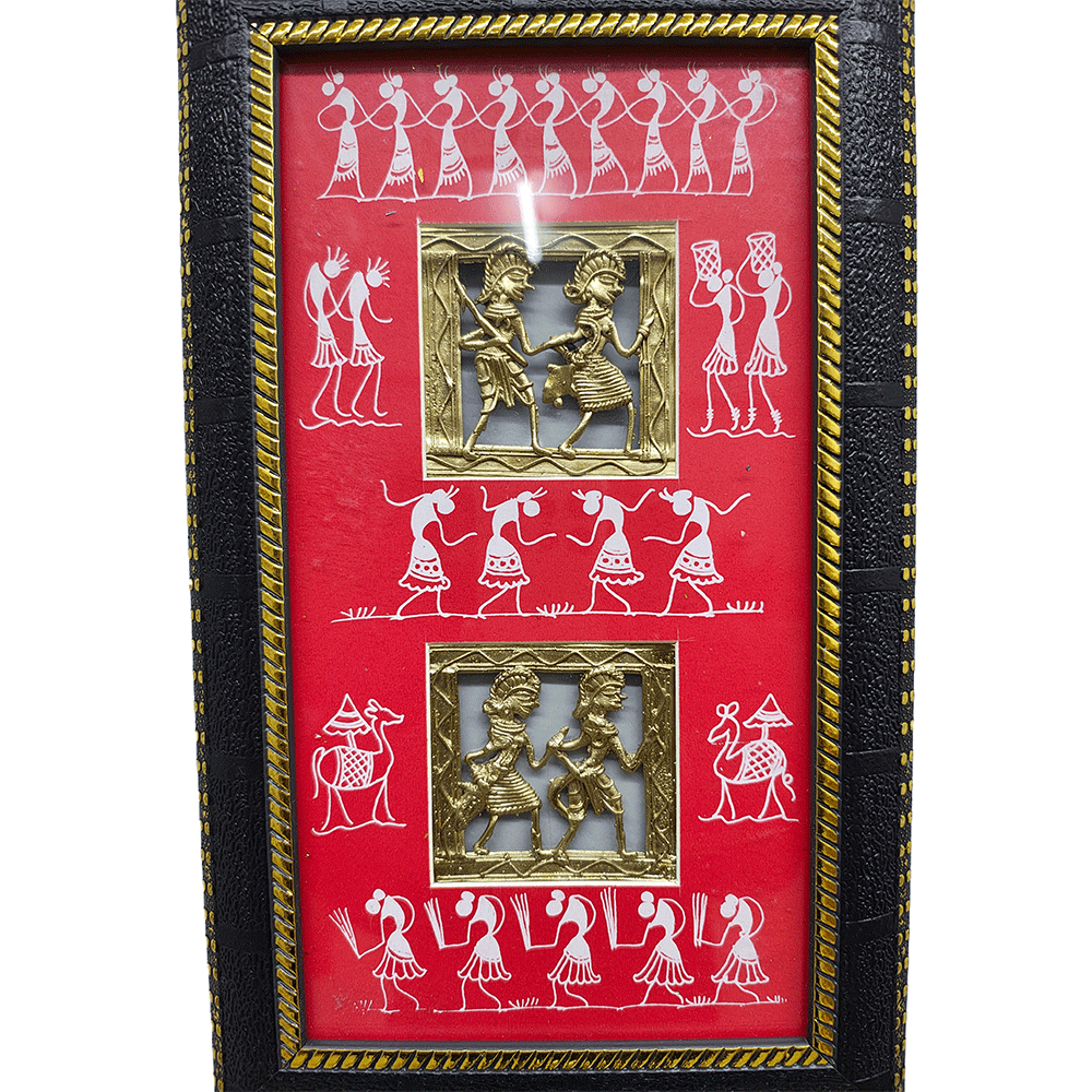 Odisha Brass & Bell Metal Dhokra Tribal Couple frame