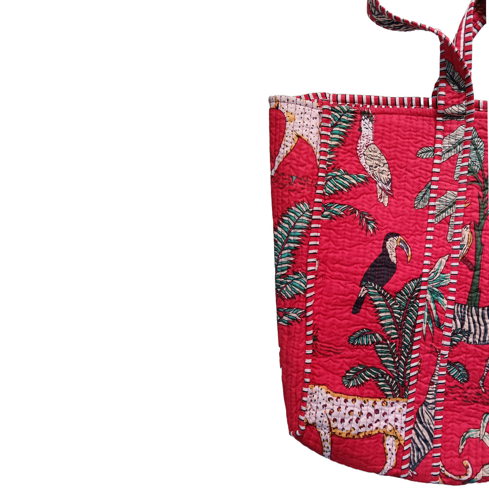 Multicolor Block Printed Cotton Quilted Tote Bags