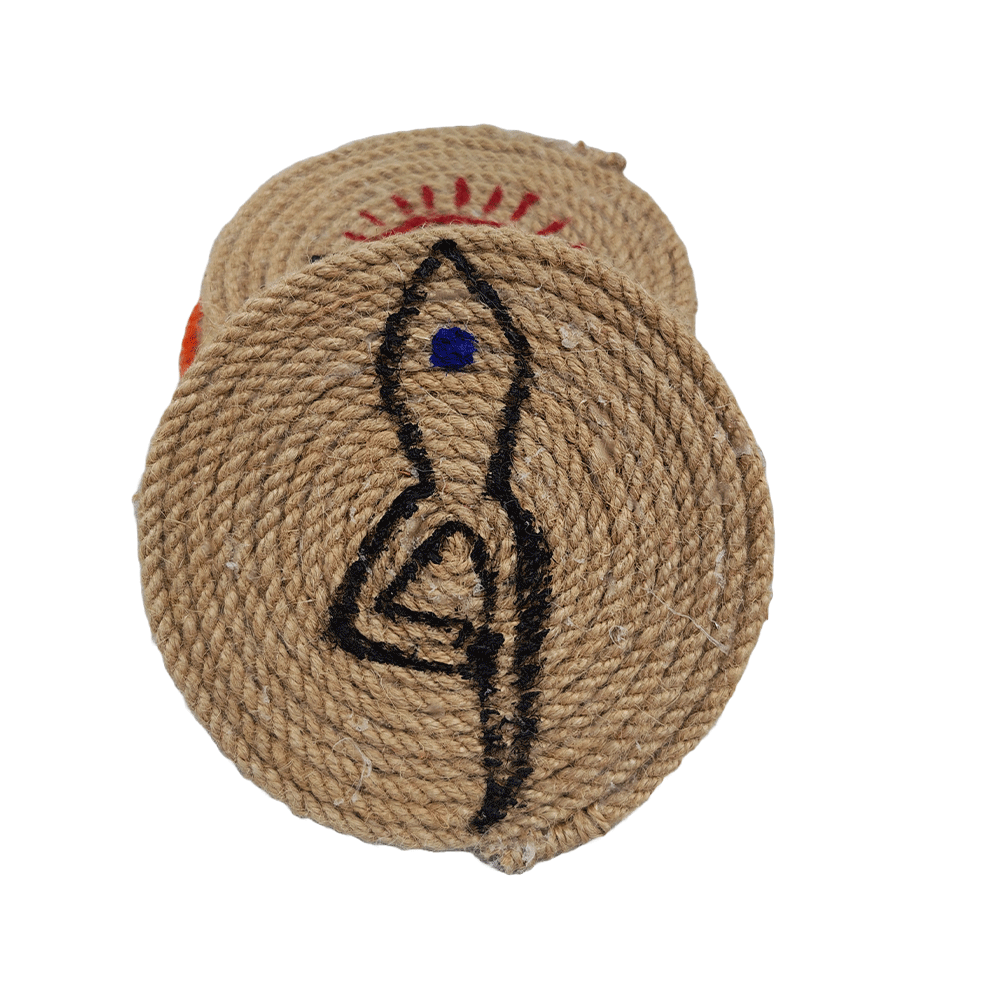 Jute Macrame Coasters set of 5 , coffee mug holder
