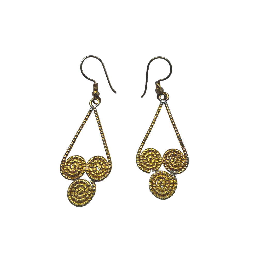 Brass beaded Crafted Tribal earings handmade in Karamul, Orissa
