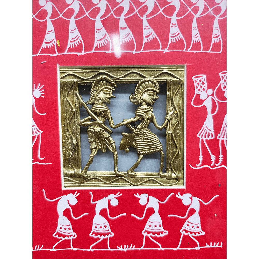 Odisha Brass & Bell Metal Dhokra Tribal Couple frame