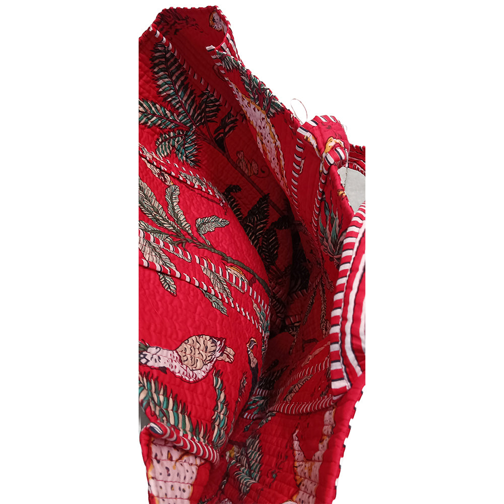 Multicolor Block Printed Cotton Quilted Tote Bags