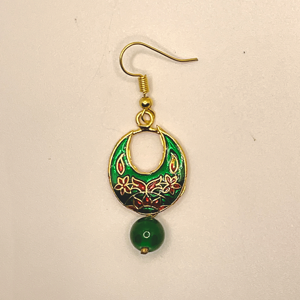 Meenakari Chandbali Jhumka Earrings - Kundan & Beads in Floral Design For Women & Girls Stylish Latest
