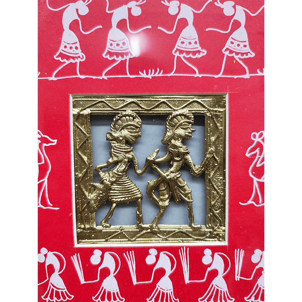 Odisha Brass & Bell Metal Dhokra Tribal Couple frame