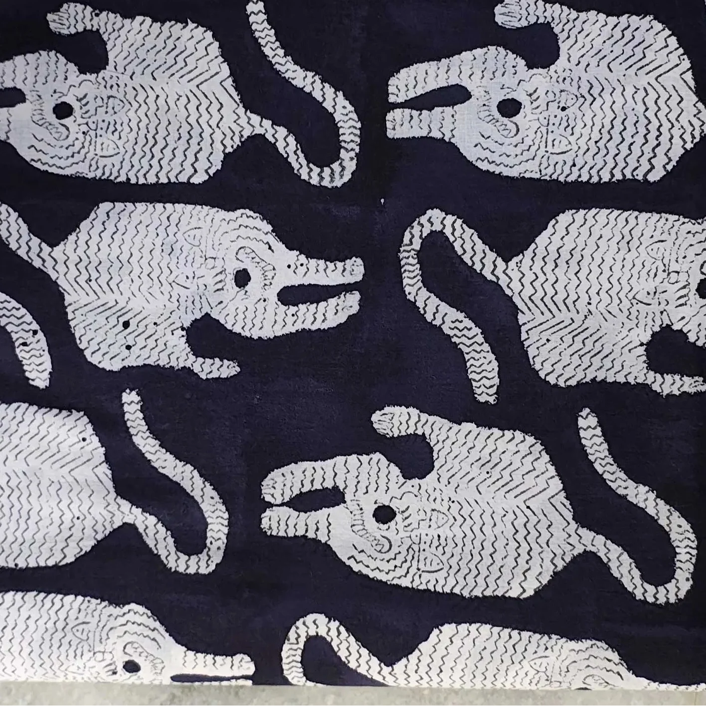 Sanganeri Hand Block Print Cotton Fabric – Black Tiger Print