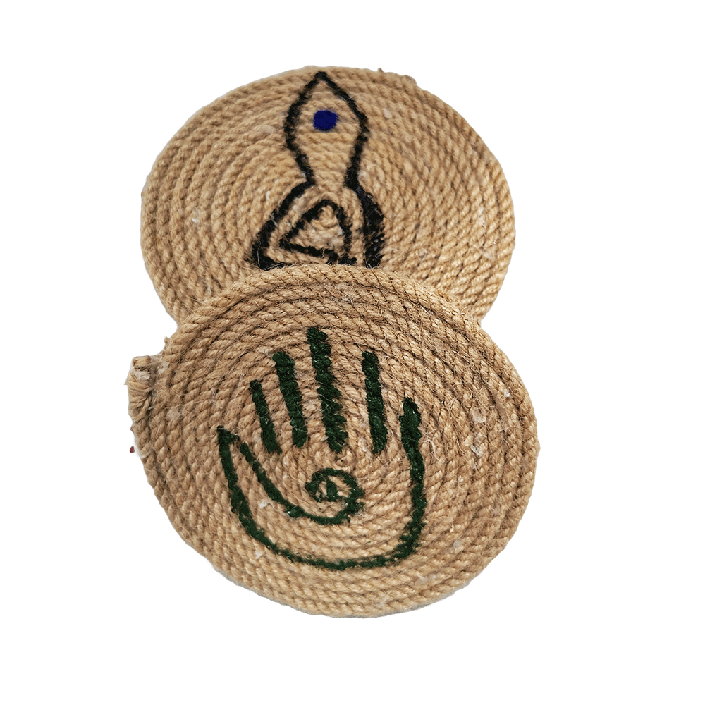 Jute Macrame Coasters set of 5 , coffee mug holder