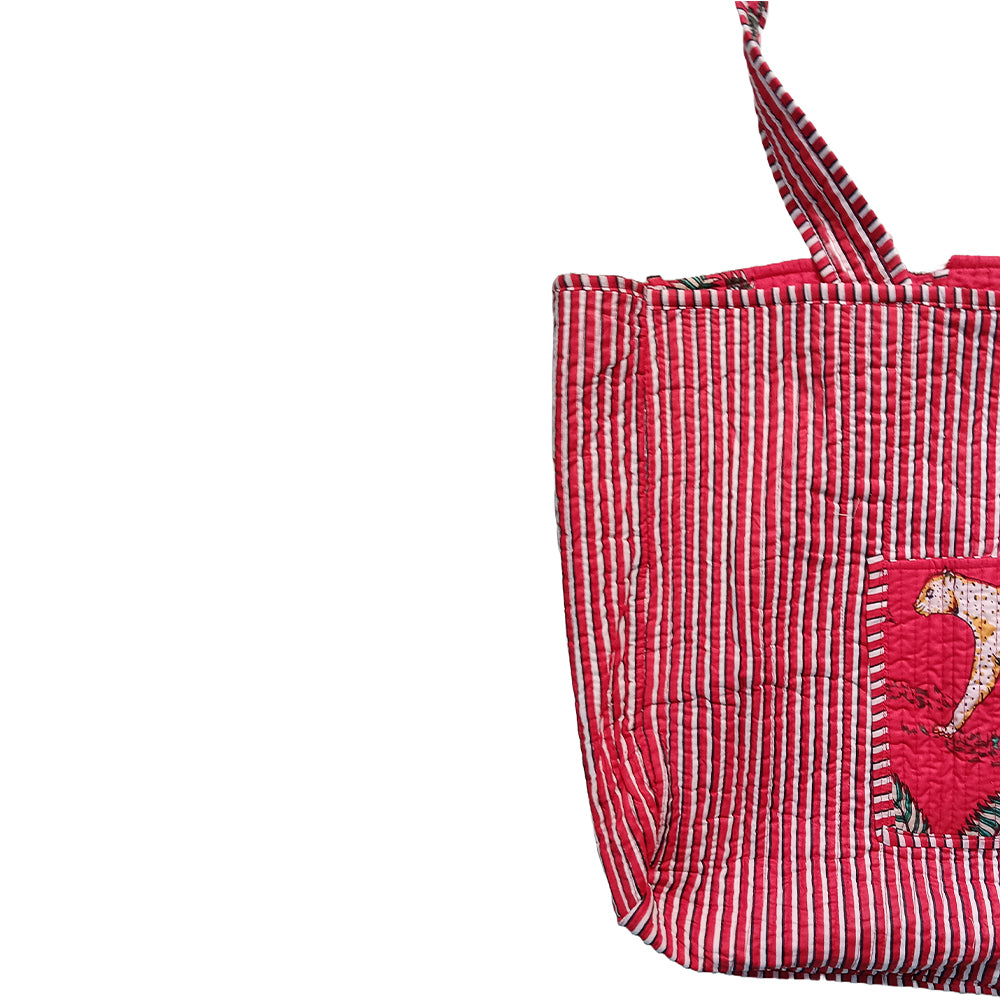 Multicolor Block Printed Cotton Quilted Tote Bags