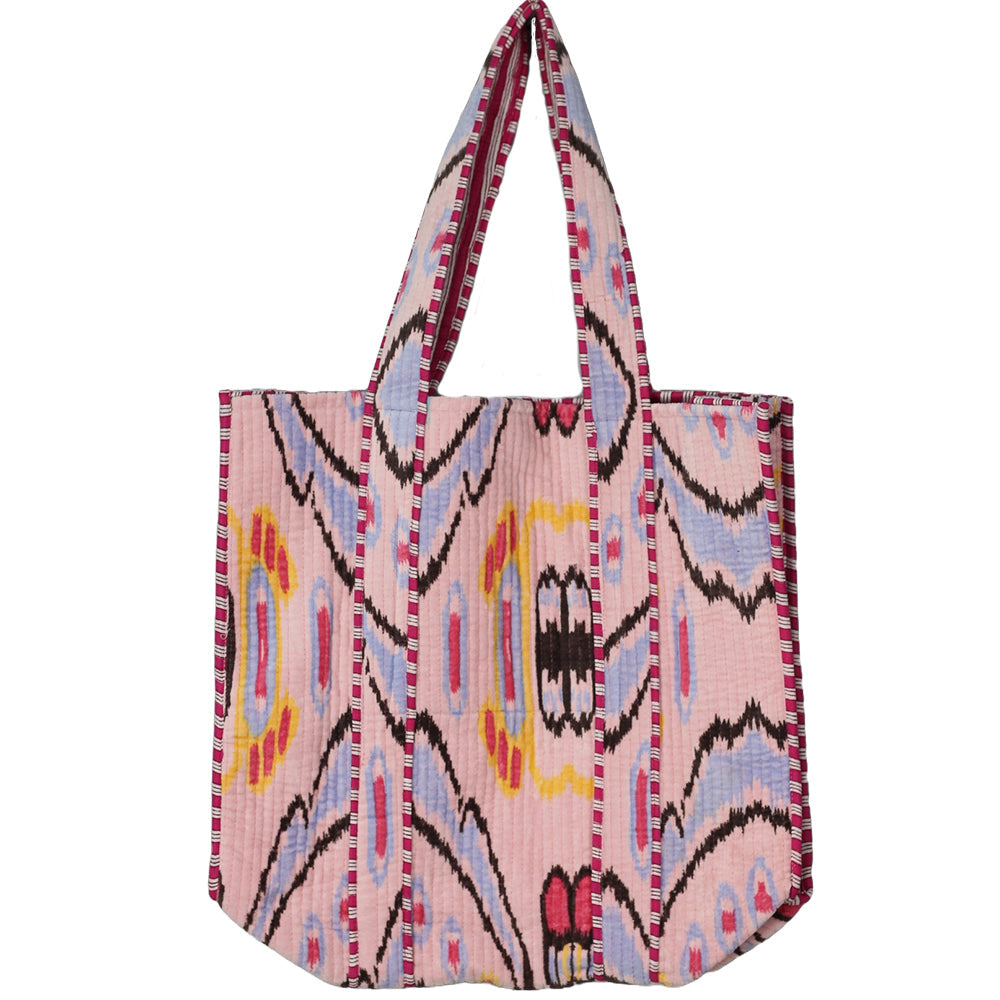 Multicolor Block Printed Cotton Quilted Tote Bags