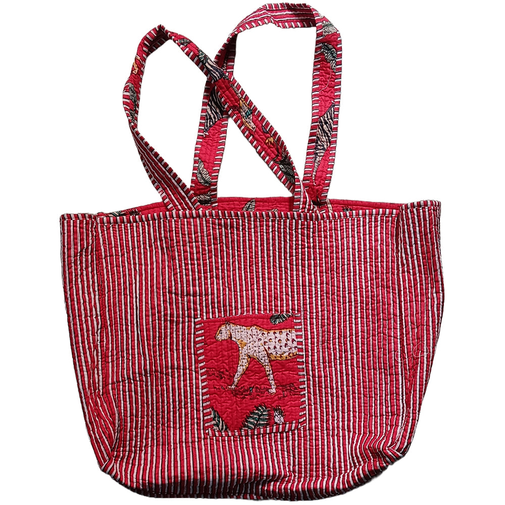 Multicolor Block Printed Cotton Quilted Tote Bags