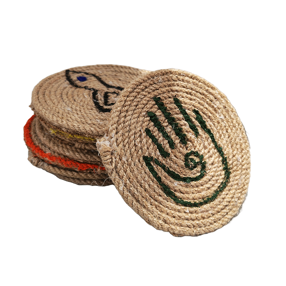 Jute Macrame Coasters set of 5 , coffee mug holder