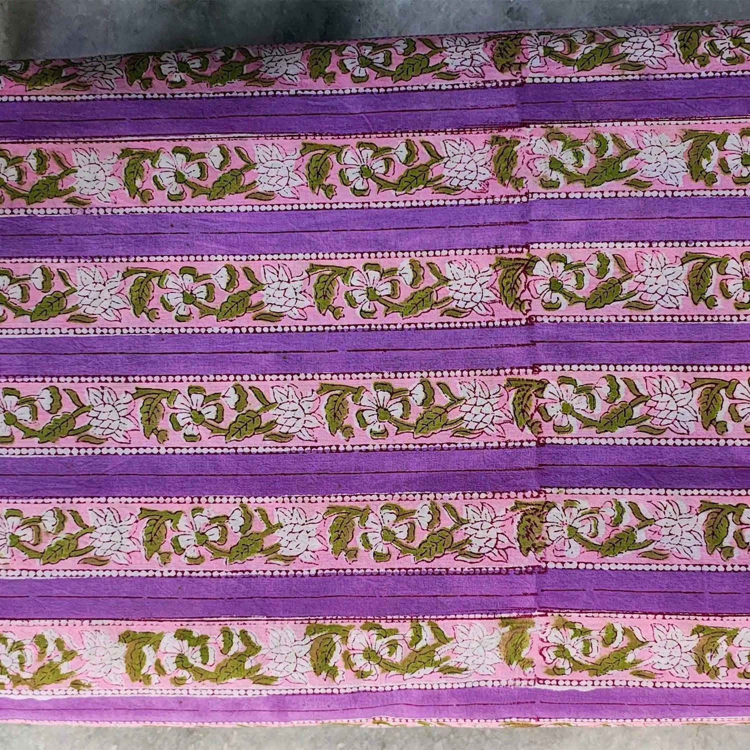 Sanganeri Hand Block Print Cotton Fabric – Purple Floral Print