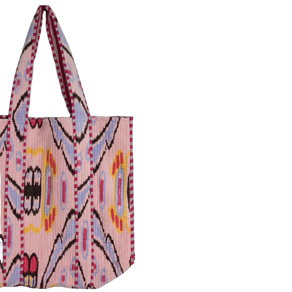 Multicolor Block Printed Cotton Quilted Tote Bags