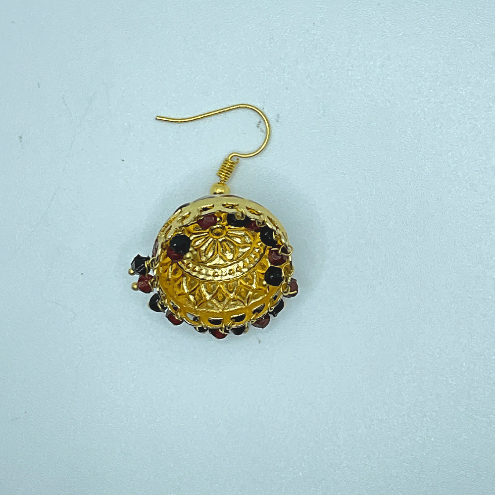 Meenakari Chandbali Jhumka Earrings - Kundan & Beads in Floral Design For Women & Girls Stylish Latest