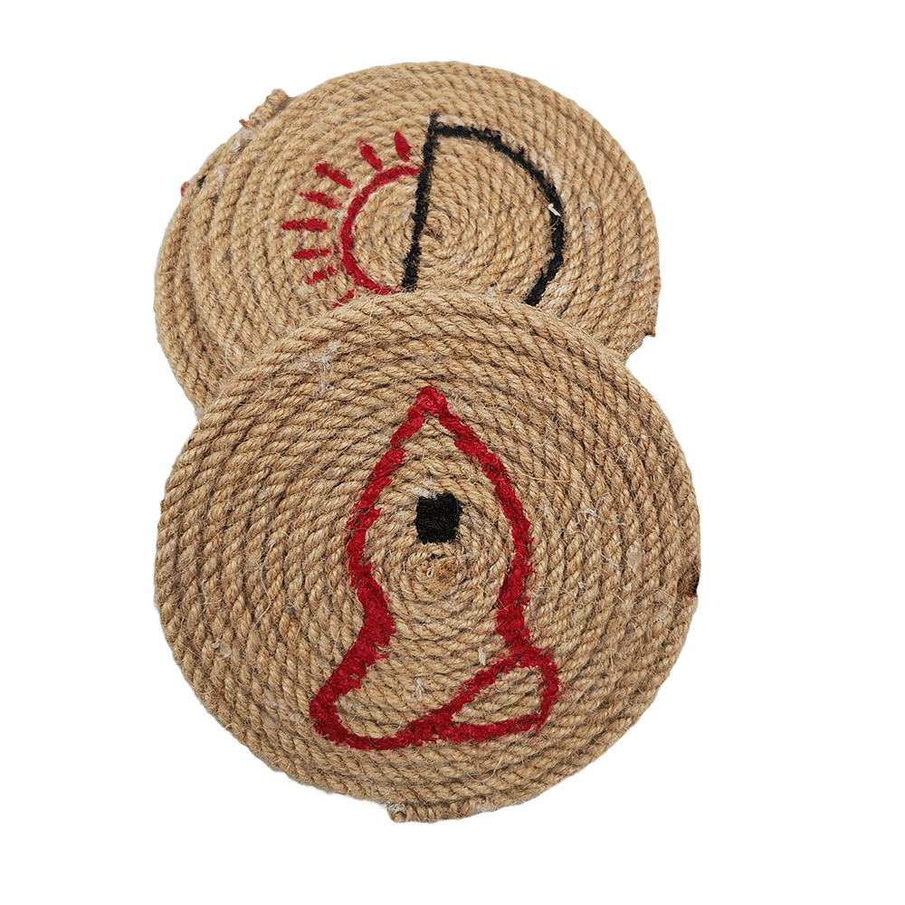 Jute Macrame Coasters set of 5 , coffee mug holder