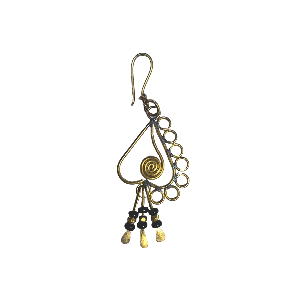 Brass beaded Crafted Tribal earings handmade in Karamul, Orissa