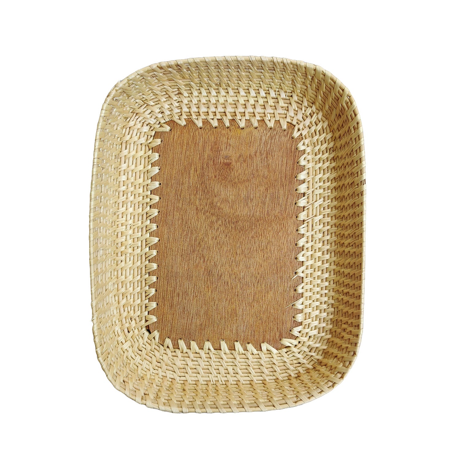 Rattan Storage Basket, Hand Woven Tabletop Organization Anti Breakage Rattan Serving Tray for Balcony