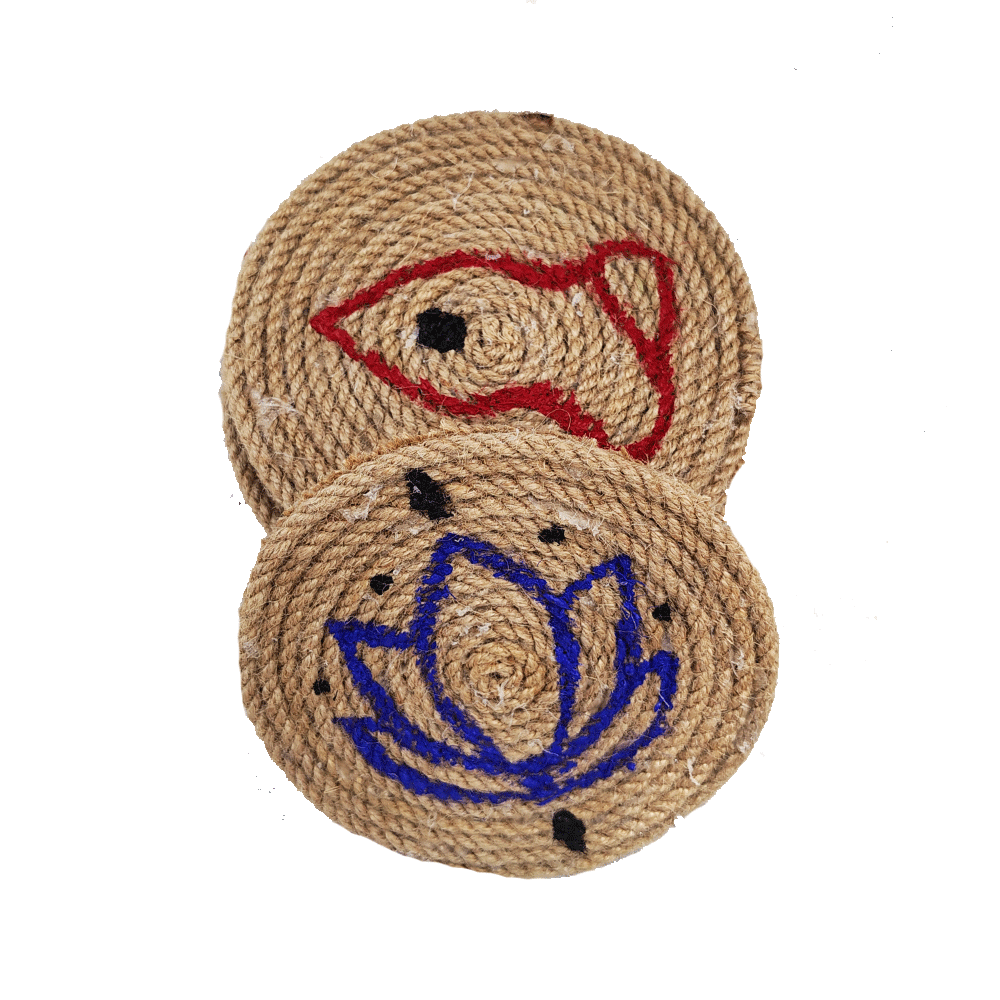Jute Macrame Coasters set of 5 , coffee mug holder