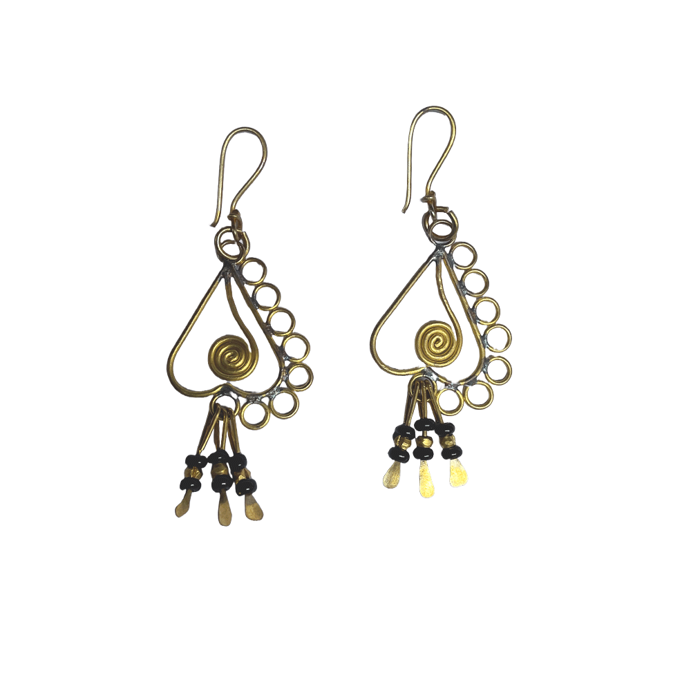Brass beaded Crafted Tribal earings handmade in Karamul, Orissa
