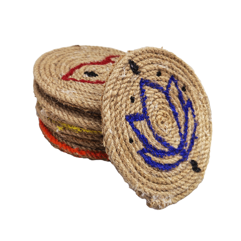 Jute Macrame Coasters set of 5 , coffee mug holder