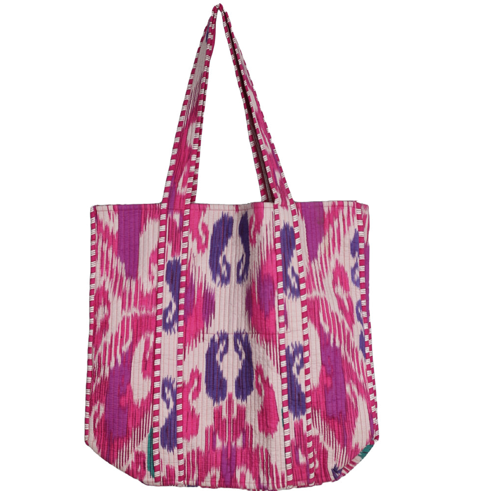 Multicolor Block Printed Cotton Quilted Tote Bags