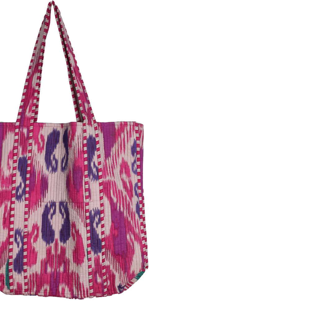 Multicolor Block Printed Cotton Quilted Tote Bags