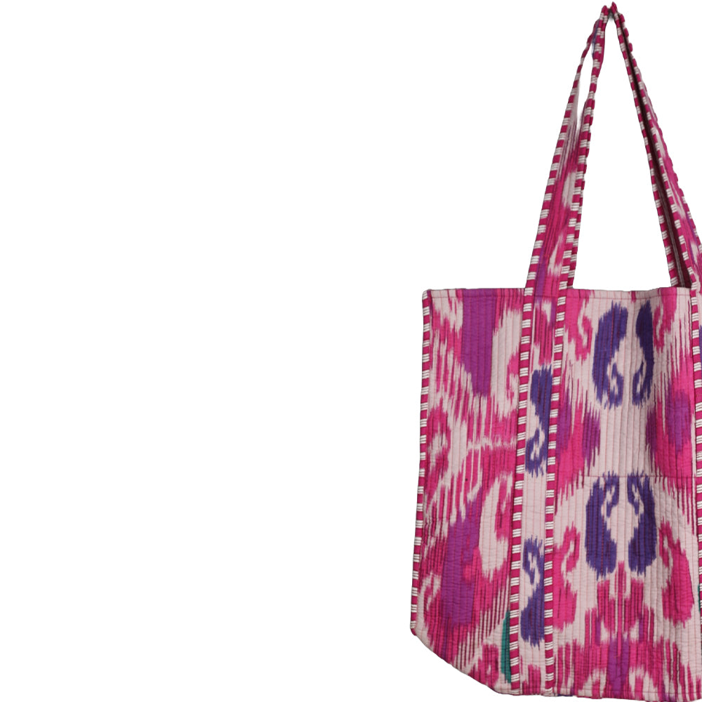 Multicolor Block Printed Cotton Quilted Tote Bags