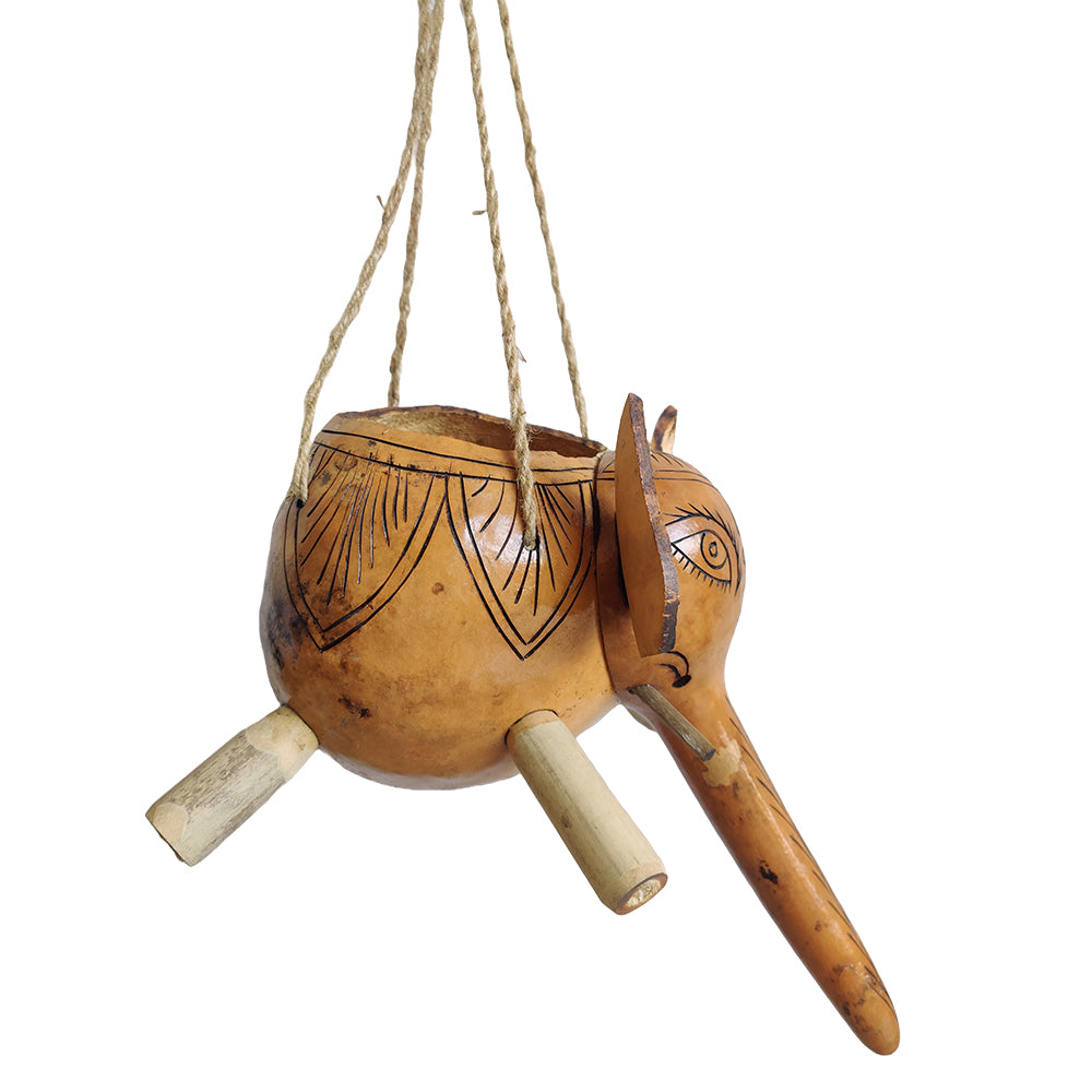 Handcrafted Elephant Hanging Planter with Dried Bottle Guard