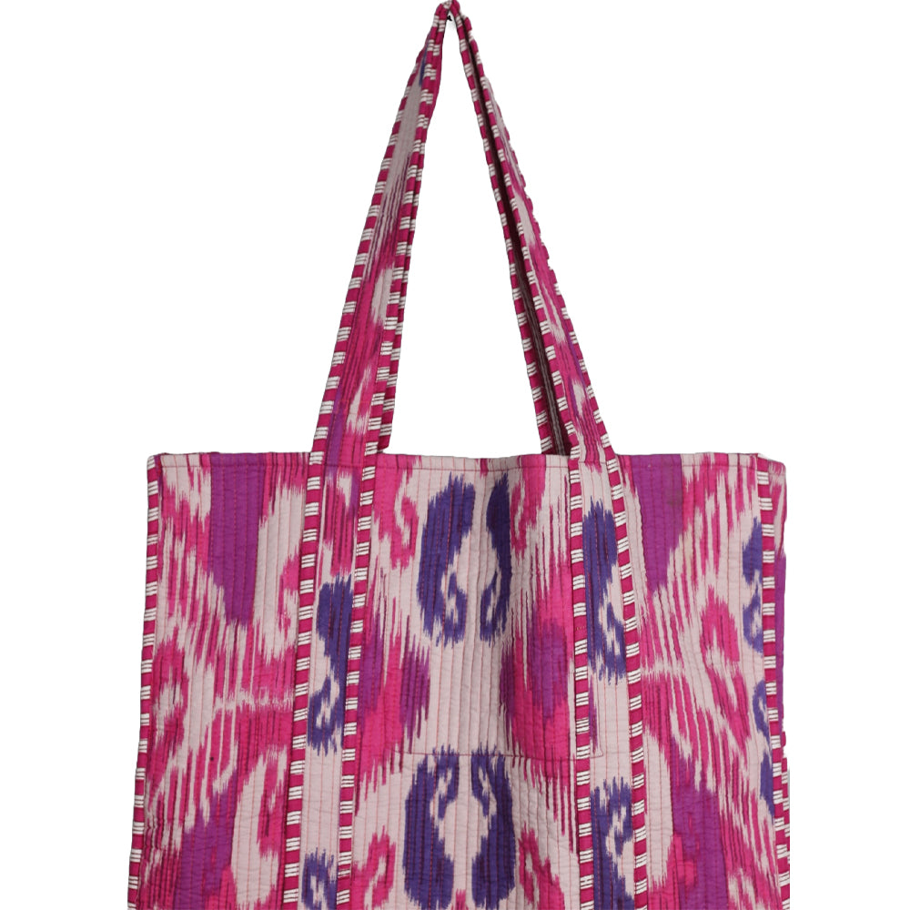 Multicolor Block Printed Cotton Quilted Tote Bags