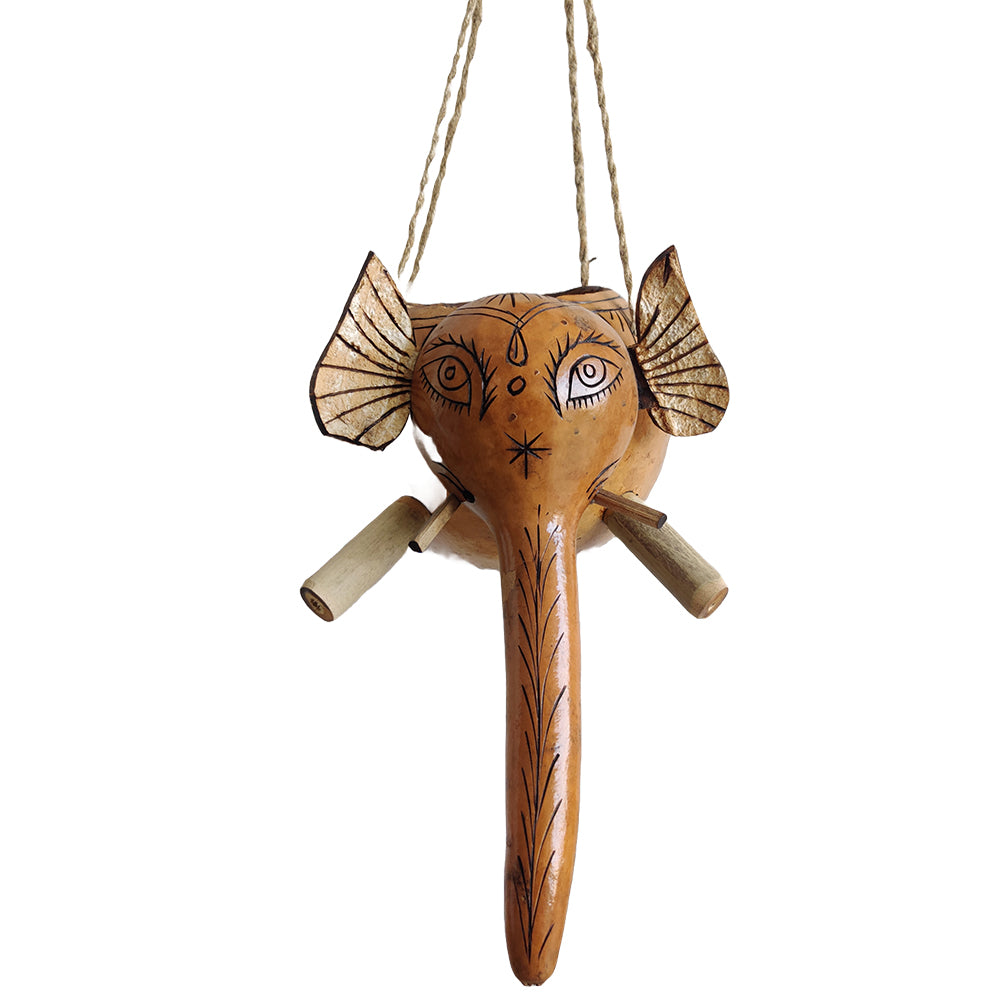 Handcrafted Elephant Hanging Planter with Dried Bottle Guard