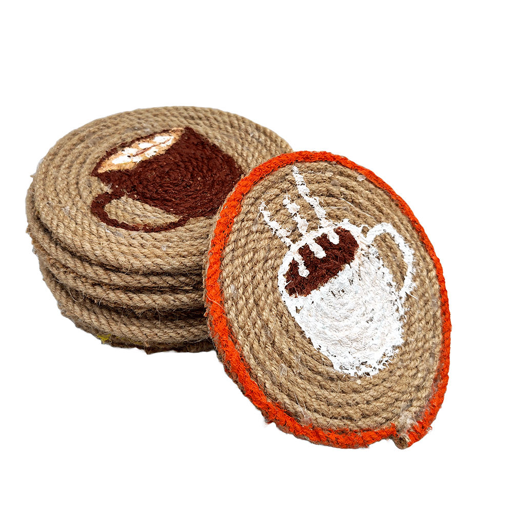 Jute Macrame Coasters set of 5 , coffee mug holder