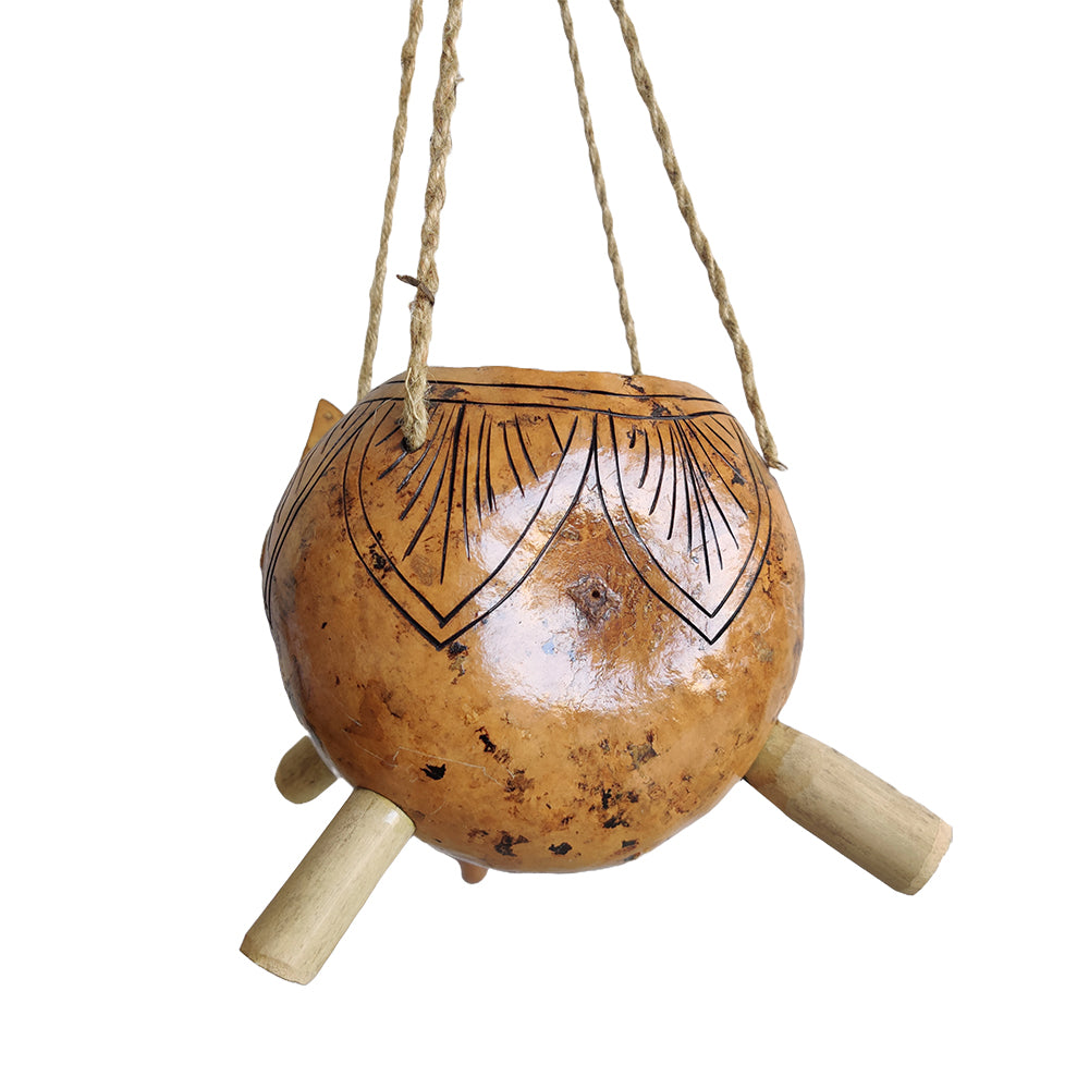 Handcrafted Elephant Hanging Planter with Dried Bottle Guard