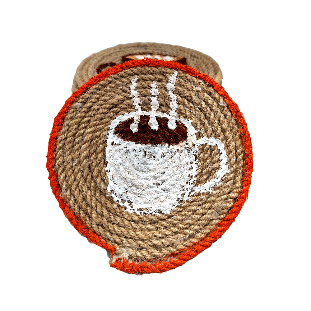 Jute Macrame Coasters set of 5 , coffee mug holder